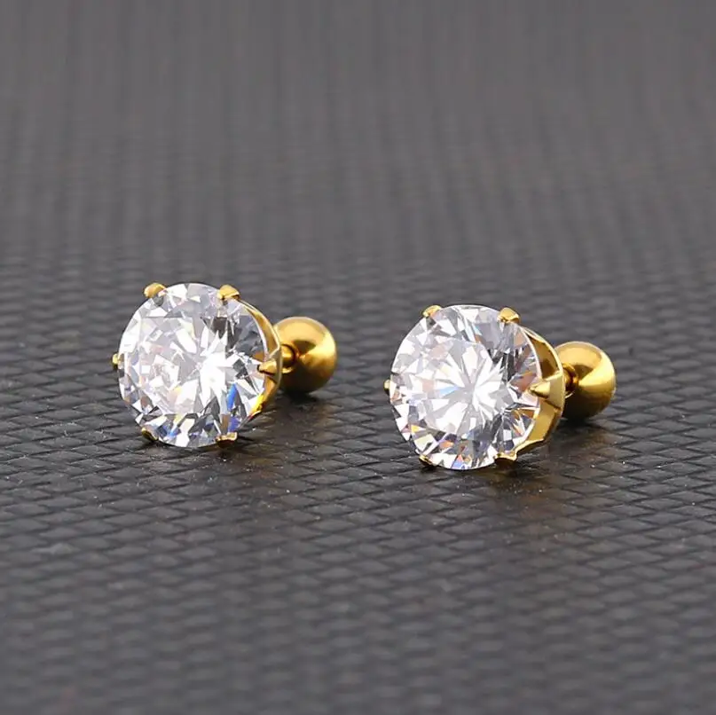 

6mm Round Ball Clean AAA Zircon Earring Stud Earrings For Women 316L Stainless Steel Vacuum Plating No Fade No Allergy