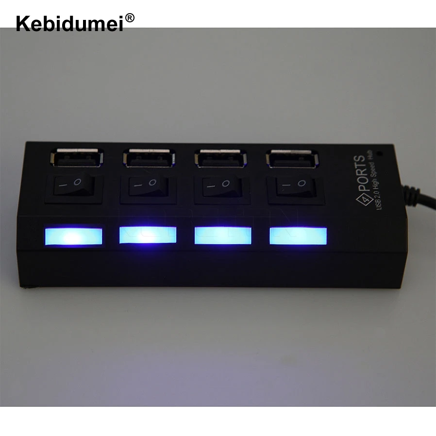 Светодиодный разветвитель с четырьмя портами USB 2 0 высокоскоростной внешний