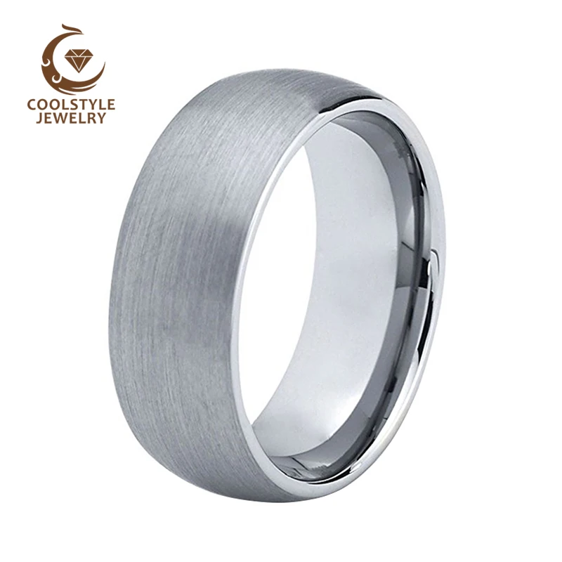 Вольфрамовое обручальное кольцо для мужчин и женщин с куполом сатиновым