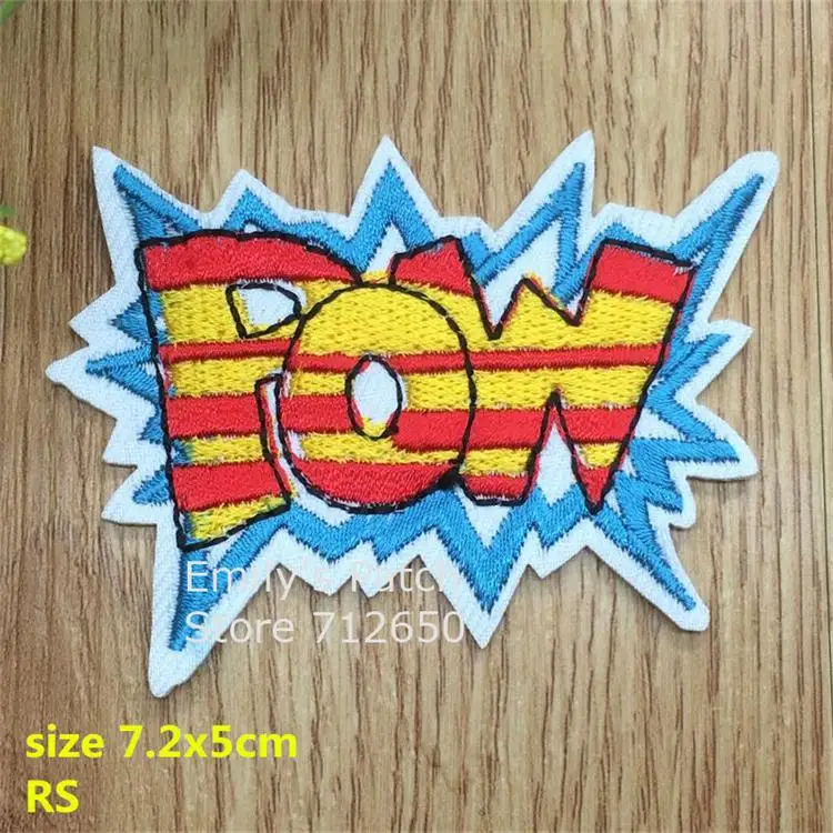 Новое поступление 10 шт bam pow WOW BANG вышитый патч с железной аппликацией одежда обувь головные уборы Вышивка патч значок «сделай сам» аксессуар