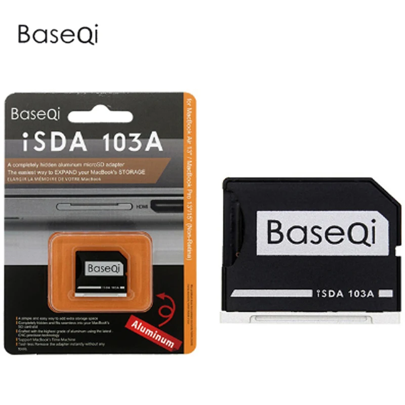 Оригинальный алюминиевый мини-накопитель BaseQi NinjaDrive Micro SD tf-адаптер для Macbook Pro retina