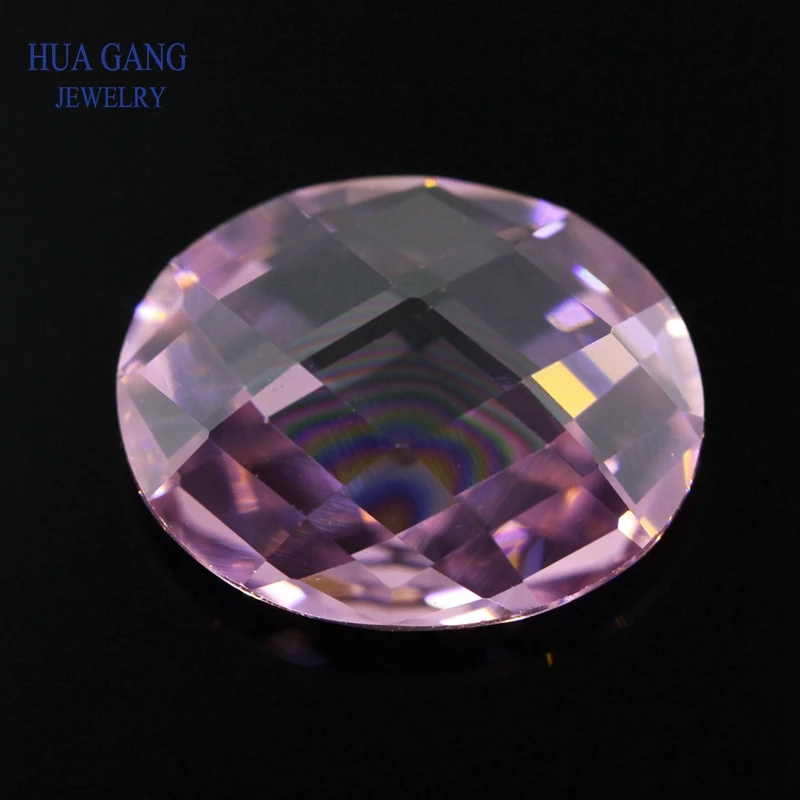 Розовый CZ камень овальной формы двойной шахматной доски синтетические