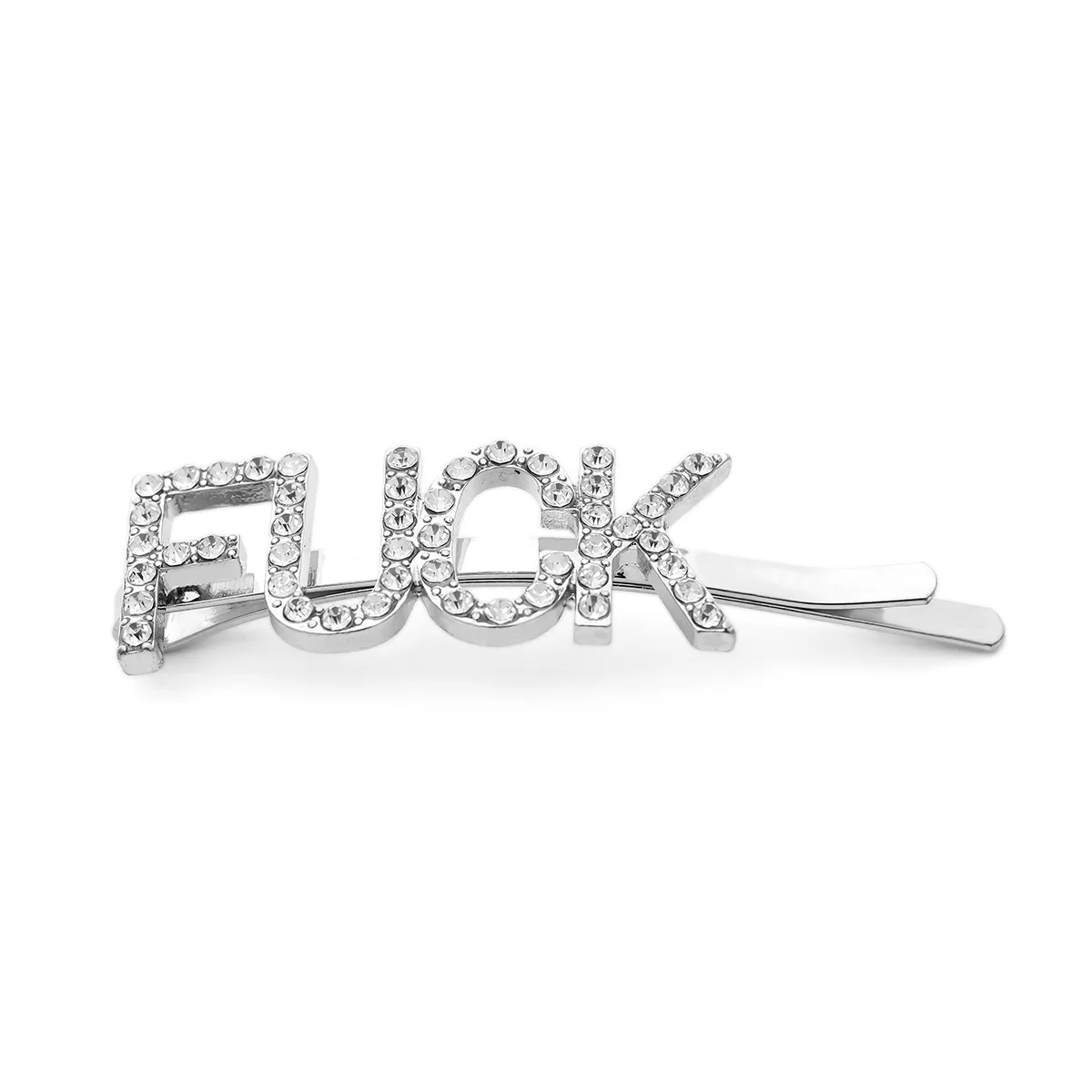 FUCK На заказ, с именем, буквами, инициалами, забавные монограммы, буквы со стразами, заколки для волос, свадебные женские ювелирные изделия, подарки для жены, мамы, BFF - Окраска металла: FUCK