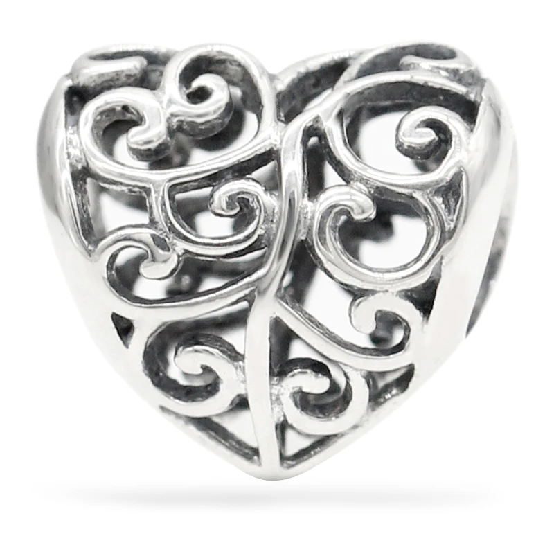 925 Sterling Silver Openwork Heart Charm fit Original Pandora Bracelets &amp Necklaces Beads Accessories | Украшения и аксессуары
