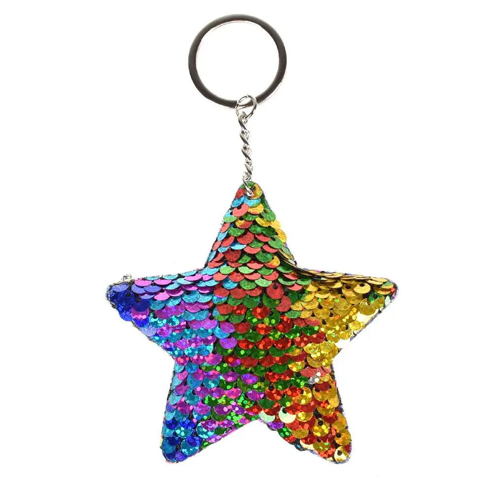 1 шт. Прекрасный пентаграмма брелок с блестками кулон светоотражающий GlossyKeyfob PU