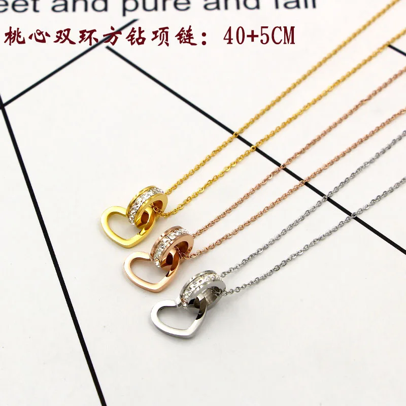 

Heart zircon necklace, titanium steel, women's, valentine's day gifts, fashion jewelry accessories wholesale,KA51115