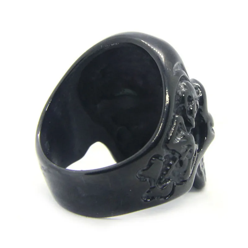 Support Dropship Black Ghost Skull Ring 316L Stainless Steel Fashion Jewelry Evil |