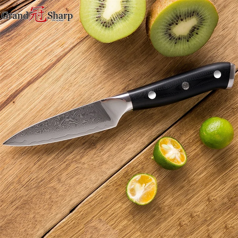 Grandsharp 3,5 ''дамасский нож для очистки овощей из японской дамасской стали VG10 нож высокоуглеродистой очистки фруктов кухонный нож с подарочной коробкой