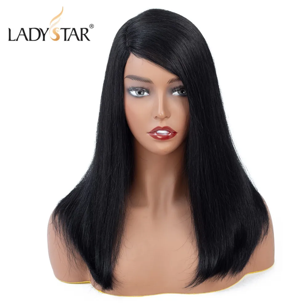 LADYSTAR афро кудрявые u-части парик человеческие волосы парики бразильские Remy человеческие волосы парики 10 дюймов для черных женщин