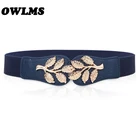 Бесплатная доставка, пряжка с золотыми листьями, эластичный пояс с застежкой, корейский модный декоративный пояс для женщин