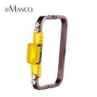 yellow golden Crystal geometric bangles copper square bangle colorful rhinestone crystal hand jewelry gold plated bracelets femmes eManco - Окраска металла: yellow golden