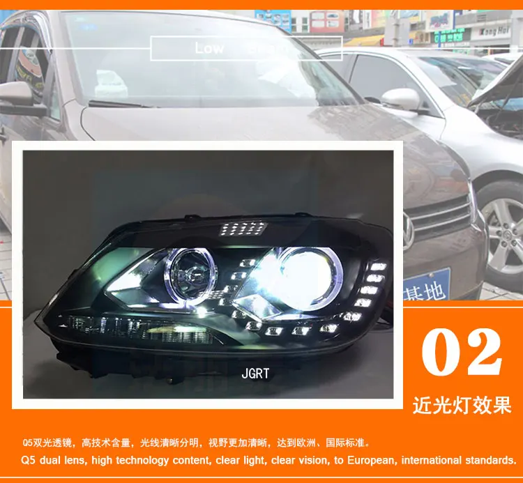 2 шт. автомобильный стиль светодиодный фары для VW Touran 2011- для Touran Головной фонарь светодиодный DRL Объектив двойной луч H7 HID Xenon bi xenon объектив