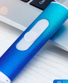 Маленький портативный электрический USB ветрозащитный беспламенный электронная зарядка прикуриватель без газового масла двухсторонние зажигалки зажигания - Цвет: blue