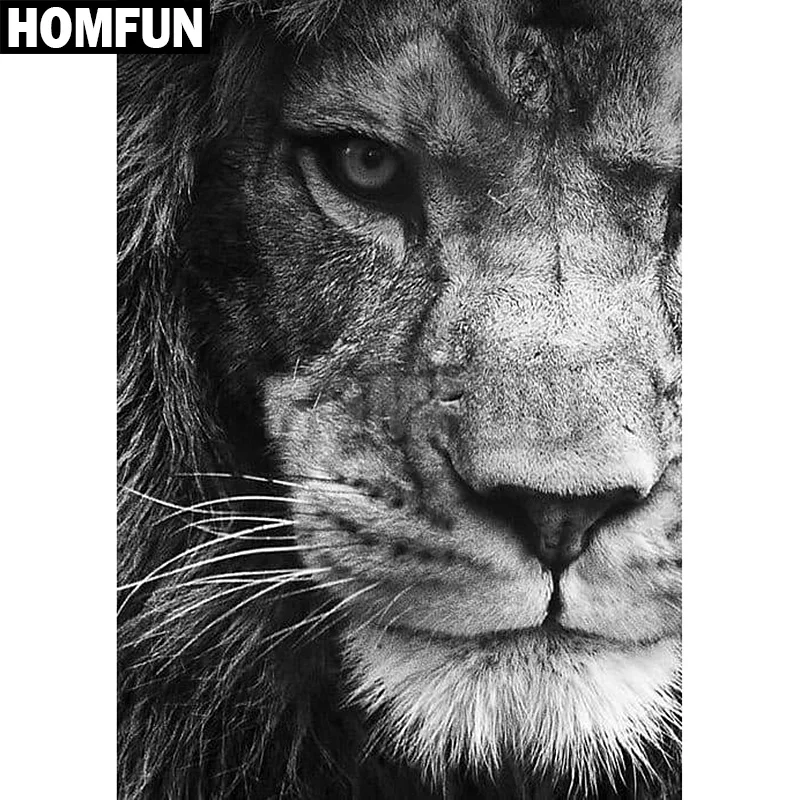 Алмазная живопись HOMFUN Лев алмазная вышивка с квадратными/круглыми стразами 5D