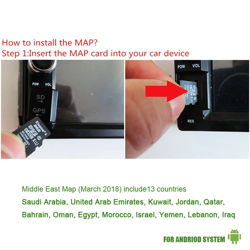 Подходит для системы Android Авто gps навигация 8 Гб Micro SD карта Ближнего Востока для BH, EG, IQ, IL, JO, KW, LB, MA, OM, QA, SA, AE, YE