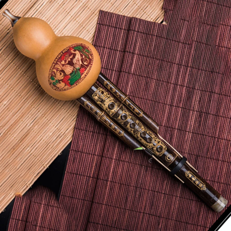 Китайский ручной работы Hulusi черный бамбуковый Тыква кукурбит флейта этнический