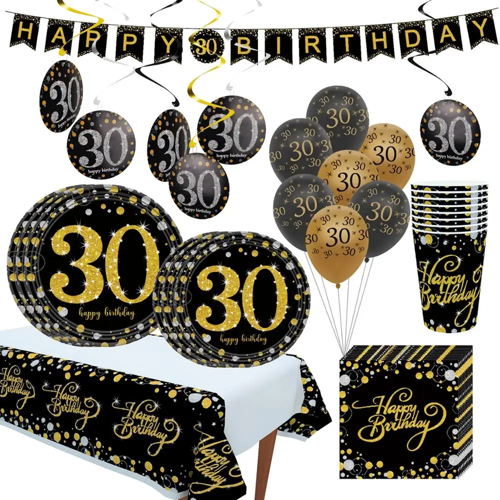 30th 40th 50th день рождения одноразовая посуда для вечеринки наклейки на тарелку дня