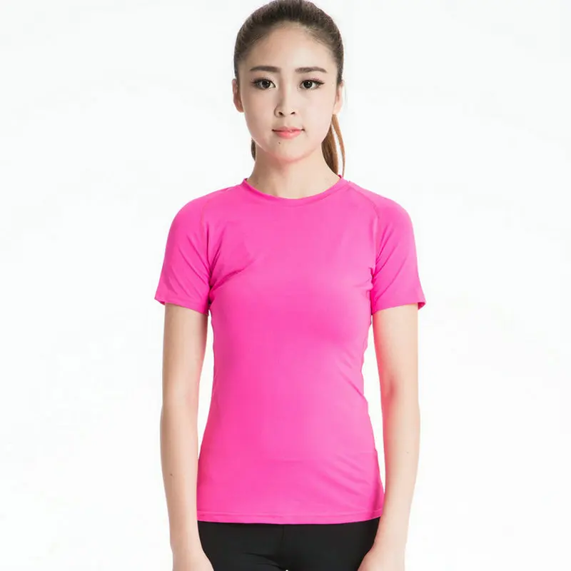 Быстросохнущие компрессионные колготки футболка с коротким рукавом для женщин