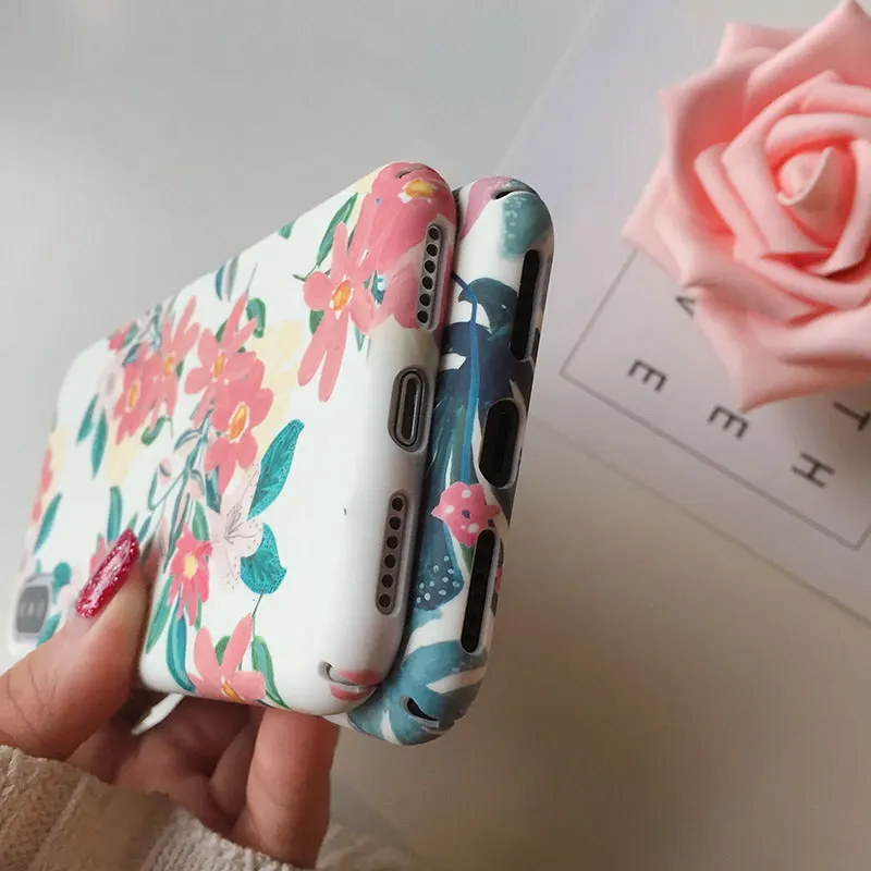 Boucho Художественный Цветочный растительный лист чехол для iPhone X модный матовый 6 6s