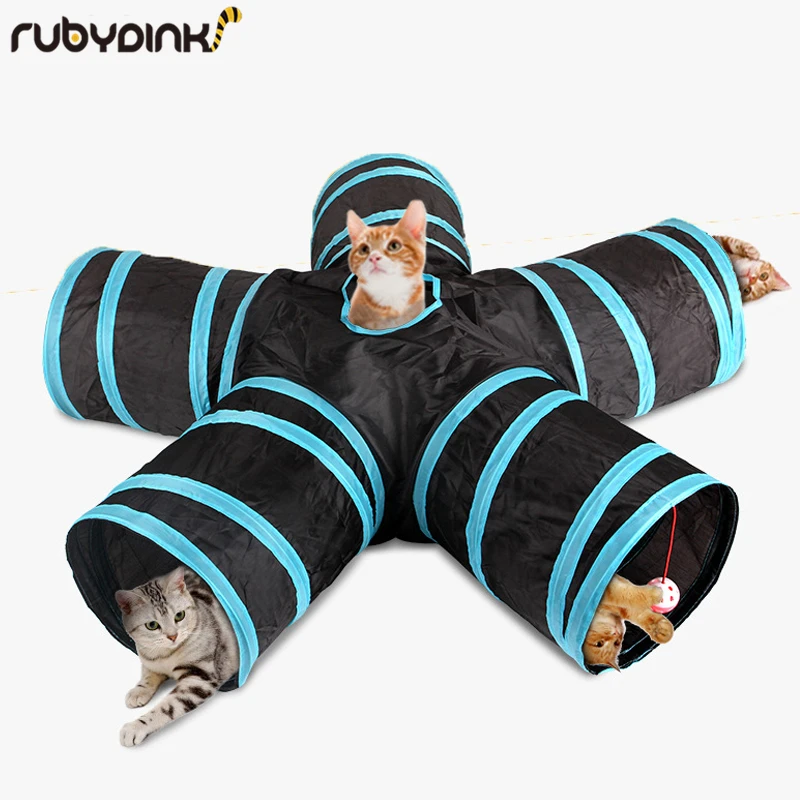 Складной домик с 5 отверстиями туннель для домашних животных игровой тоннель