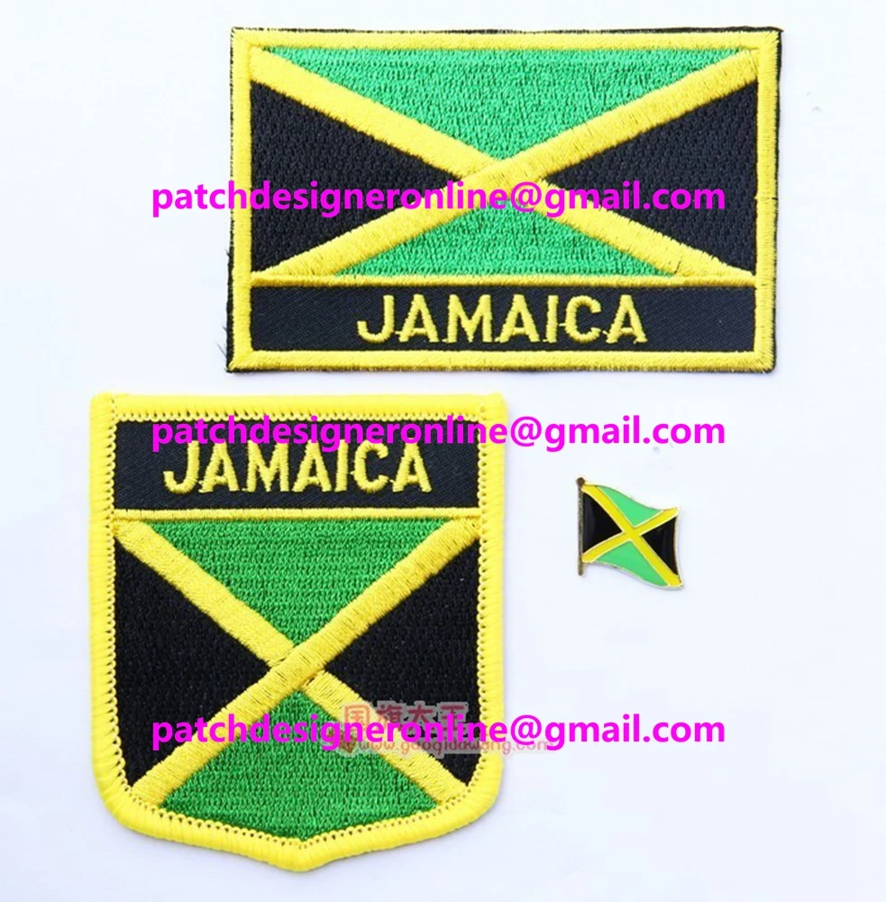 2 Компл. Ямайка Национальный Флаг Вышитые Железа на Патч и Штыря Отворотом (4 патчи