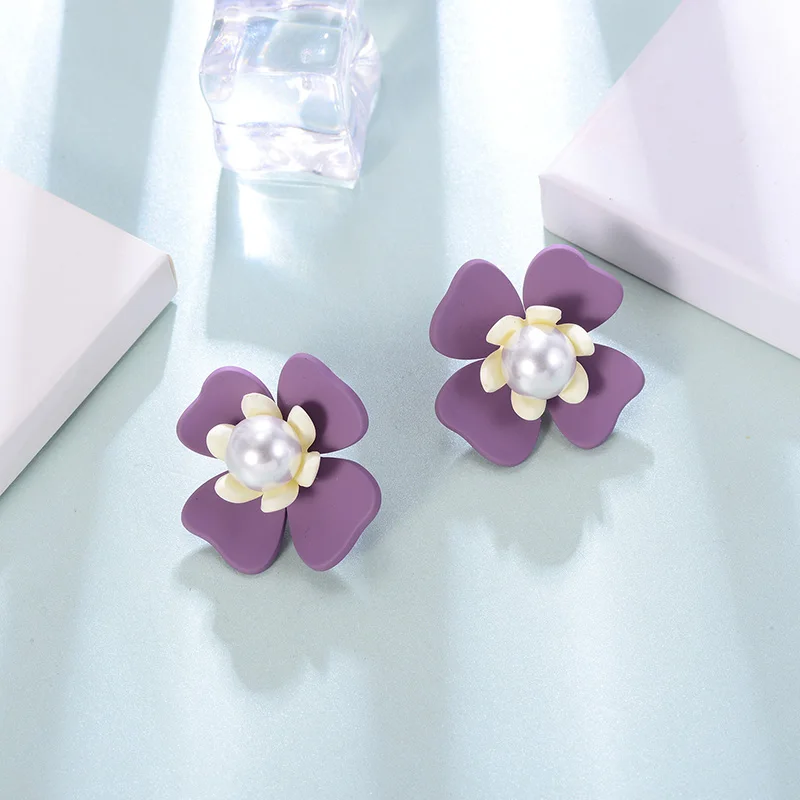 Новинка 2020 жемчужные серьги 1 пара модные гвозди в виде цветка летняя серьга для