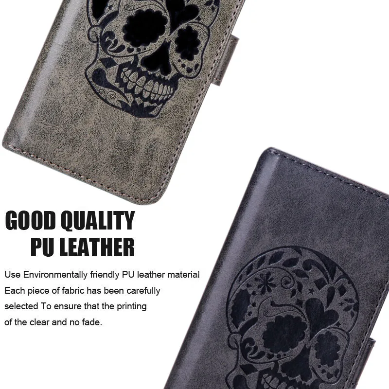 Luxury Retro Skull Leather Flip Wallet Soft TPU Cover For Moto Motorola G5 G5S G4 E4 C Z2 X4 Plus Play Nokia N3 N5 N6 Case | Мобильные