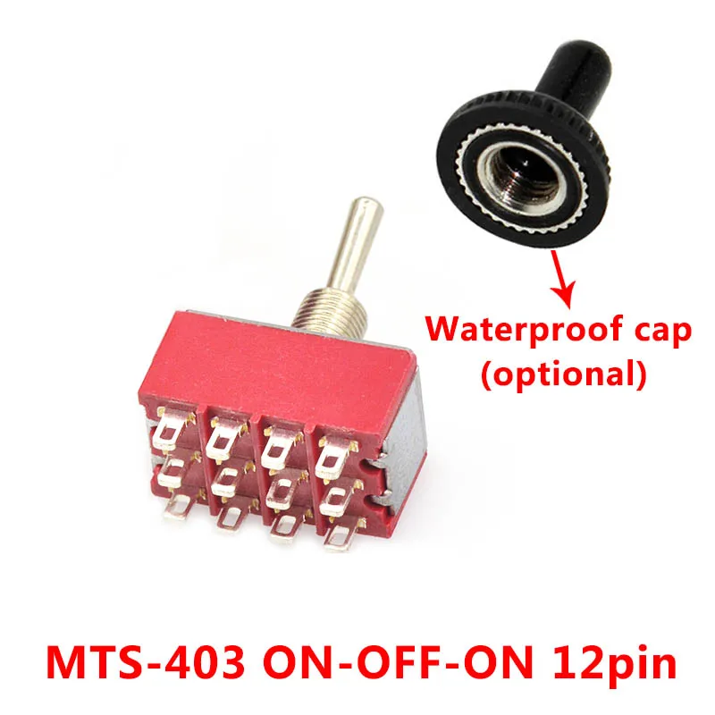 MTS-403 Red 6A 120VAC мини 2 положения вкл. MTS-102 MTS-202 тумблер 3 положения MTS-103 MTS-203 вкл. Выкл. Вкл. Переключатель с водонепроницаемой крышкой - Цвет: MTS-403 Red