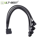 ULT-BEST PC Вентилятор кабель питания сплиттера 12 в 27 см 4pin Molex IDE to 4-Port 3Pin4Pin охлаждающий вентилятор удлинитель кабели питания