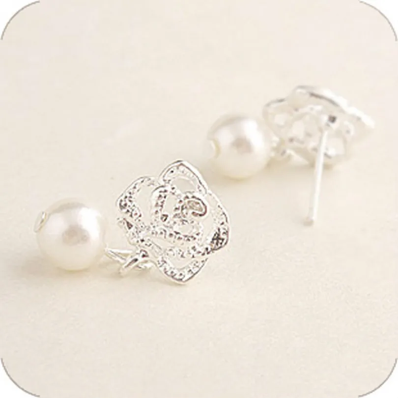 Корейские модные ювелирные изделия Роза Камелия женские серьги с жемчугом