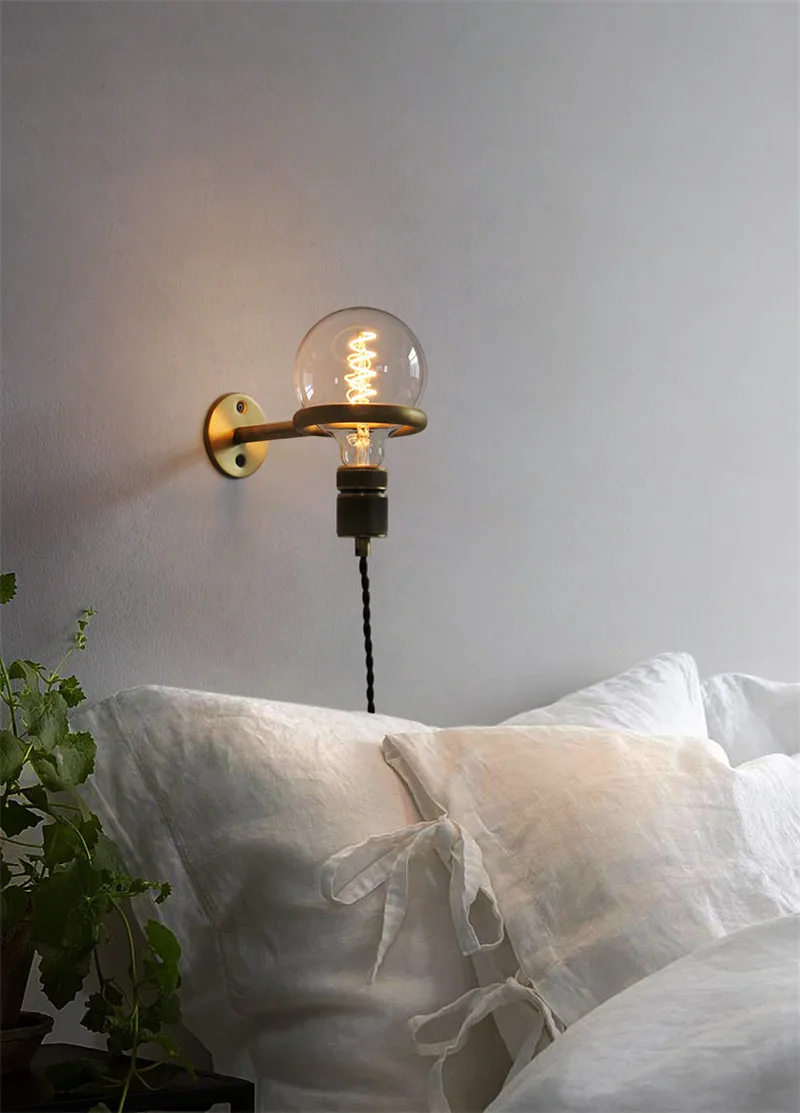 DIY Лофт винтажный настенный светильник бра Edison промышленный Железный выдвижной кольцевой переключатель штекер прикроватные Настенные светильники для домашнего декора освещение