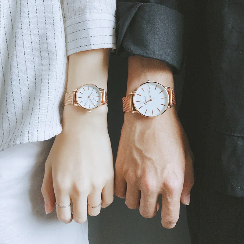 Золотые сетчатые Модные мужские и женские кварцевые часы 2021 Ulzzang люксовый бренд