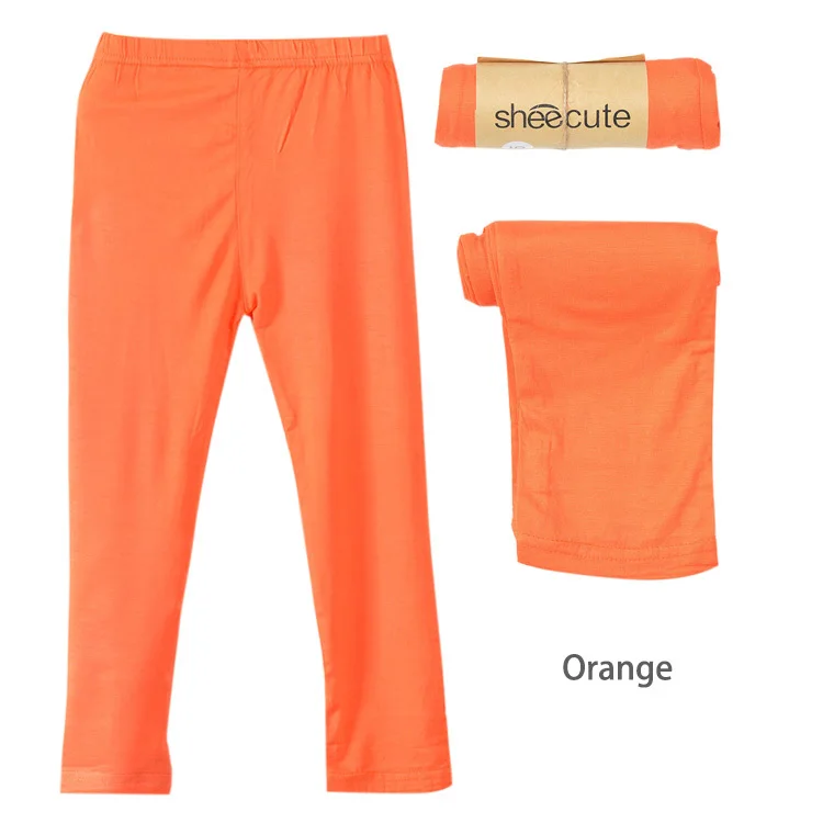 Orange Штаны для девочек; Новое поступление; леггинсы ярких цветов для девочек; классические леггинсы для малышей; брюки для детей 2-13 лет; детские леггинсы - Цвет: Orange