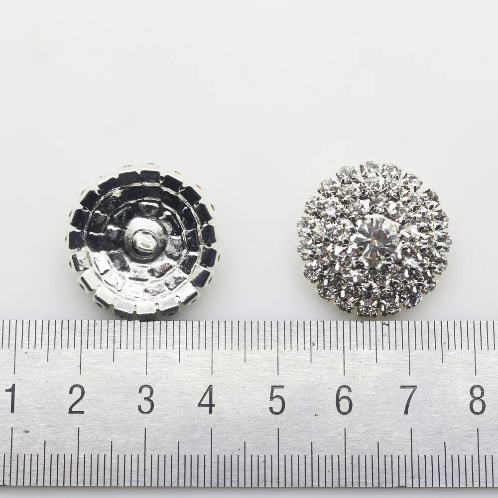 Новая Стразы в виде горного хрусталя 5 шт./лот 24 мм круглое серебристое кнопки для