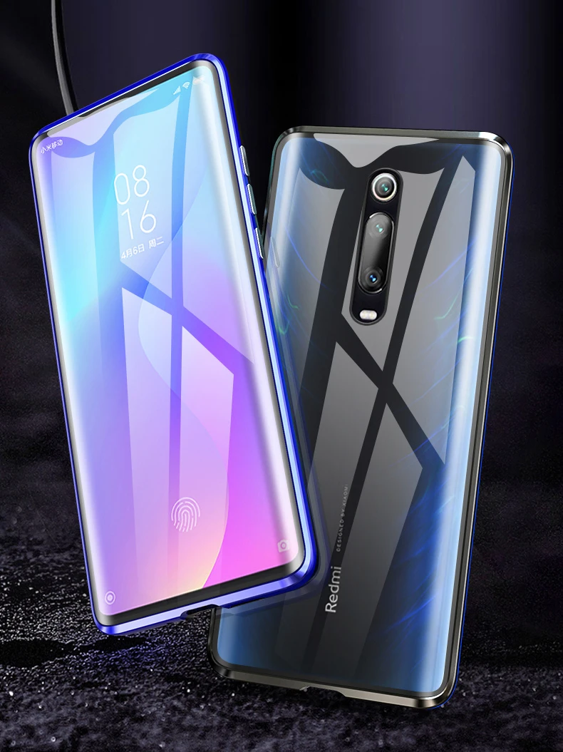 Магнитный чехол для телефона для Xiao mi Red mi K20 Pro Note 8 Pro 7 алюминиевый бампер с двойным стеклом для Xiaomi mi CC9 mi 9T A2 6X чехол