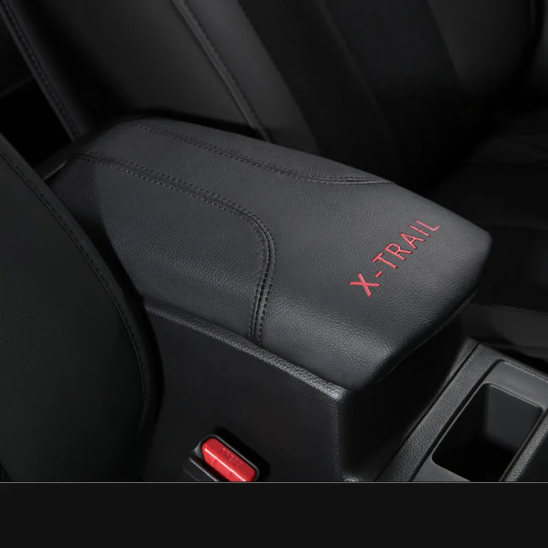 black Микрофибра кожа автомобиля подлокотник накладка черный центральная консоль Авто подлокотники коробки Чехлы подушки только для Nissan X-Trail - Название цвета: black