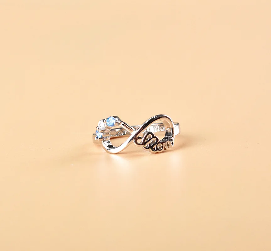 WYJZY Mother's Day theme inlaid zircon ring letter MOM 8 word styling ladies fashion jewelry classic mother's day gift | Украшения
