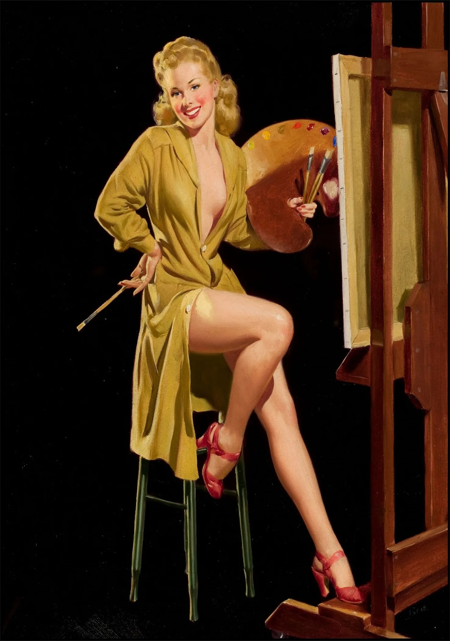Весна пикника Pin Up девушка поп-арт агитация Ретро Винтаж Плакат из крафт-бумаги