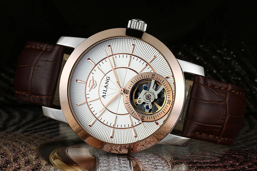 

Luxury AILANG Brand Men Perspective Automatic Dress Watches Self Wind Business Leather Wrist watch Relojes 30M Waterproof NW3292