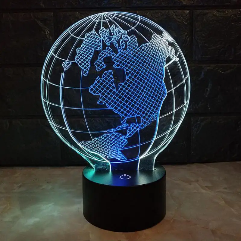 Классический 3d светодиодный ночник USB Earth креативный семицветный сенсорный ТВ