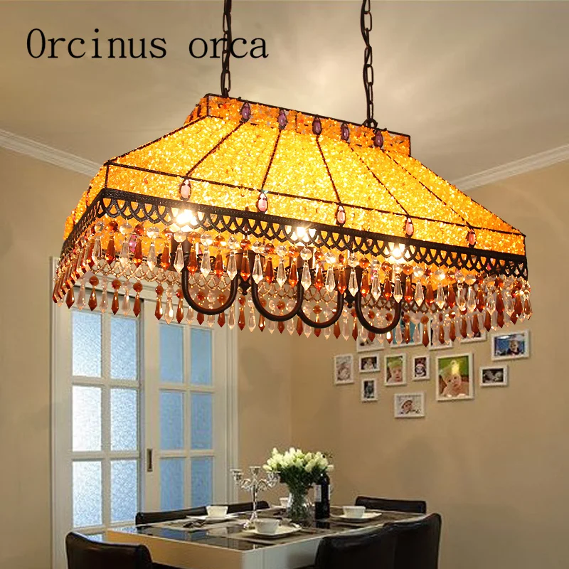 Железная ретро люстра в юго-восточном азиатском стиле мозаичная продолговатая