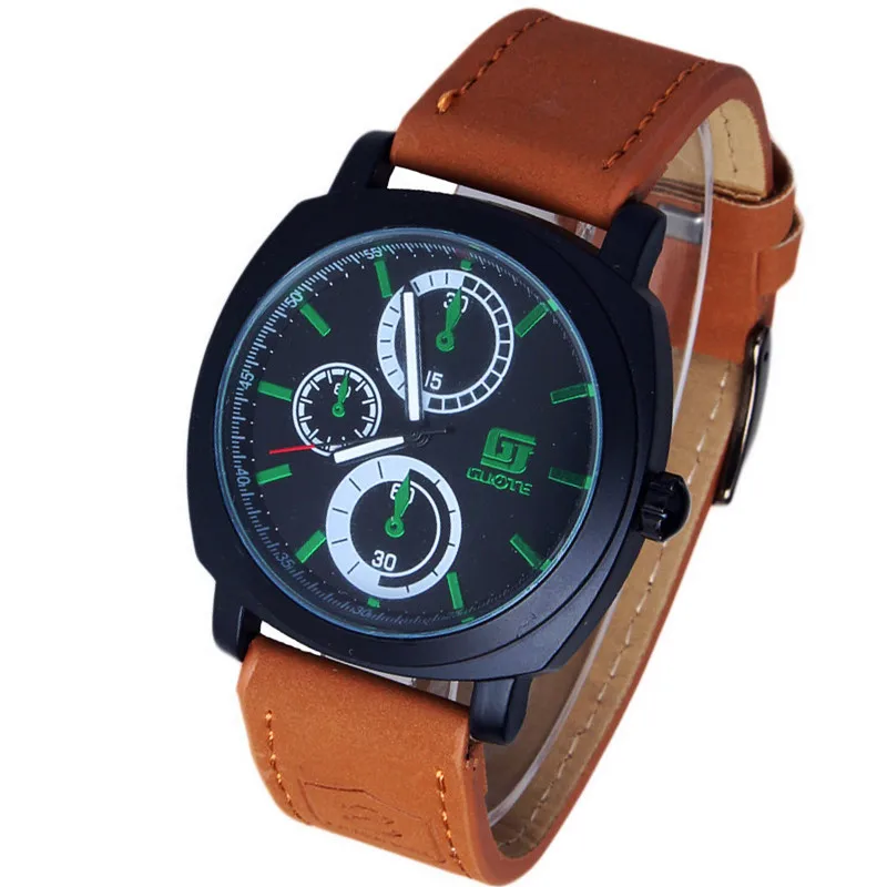 Модные Военное Дело армии часы мужские роскошные брендовые кожаный ремешок