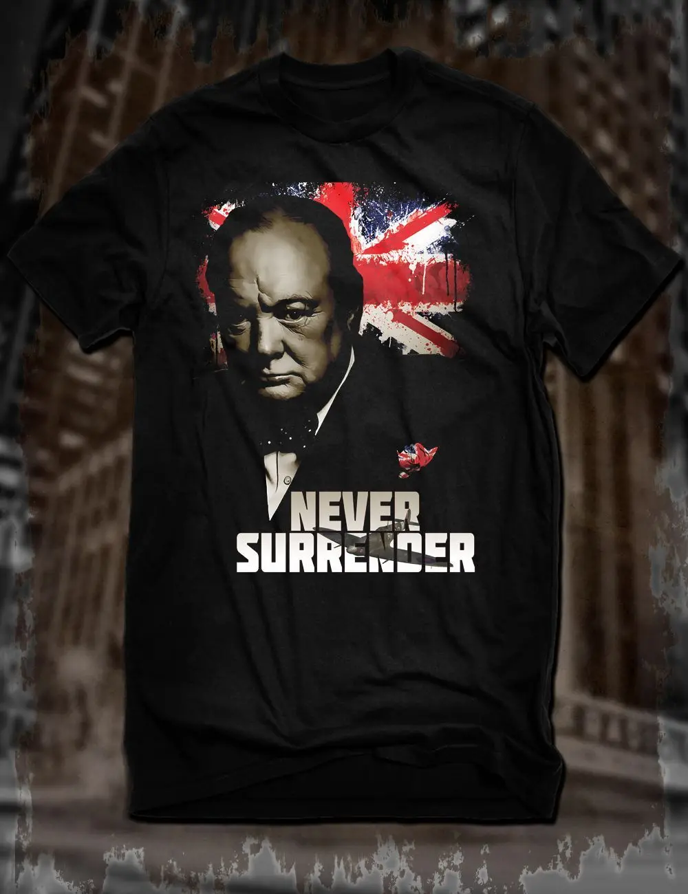 

New Black Winston Churchill Allied Nations T-Shirt Never Surrender Tee Ww2 2019 Men'S Short Sleeve O-Neck Summer Tops T Shirt