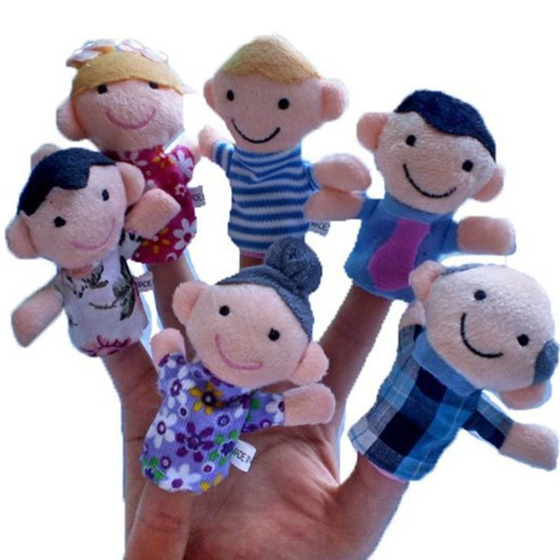 6 шт./компл. милые Семья палец Детские Плюшевые мультфильм кукла марионетки