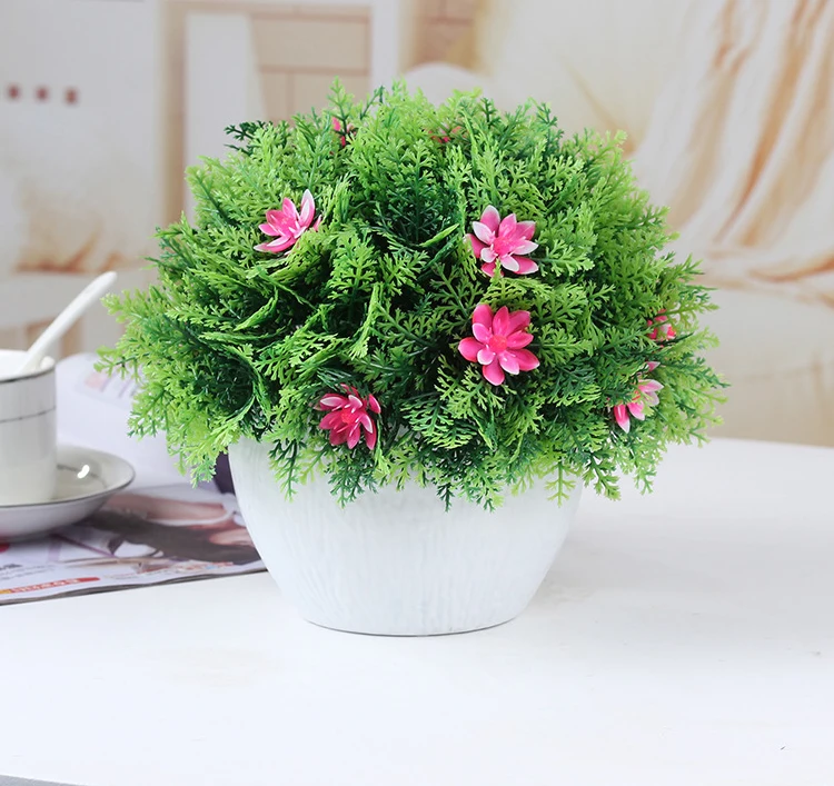 

1Set Simulation Plant Office Home Decoration Potted Bonsai Green Plant Decoration Artificial Tree Ball Flower Decoration