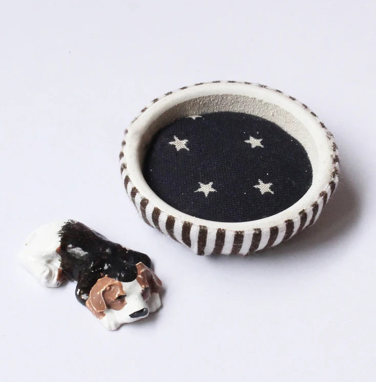 G10-X182 children baby gift Toy 1:12 Dollhouse mini Furniture Miniature rement accessories dog and black nest set | Игрушки и хобби