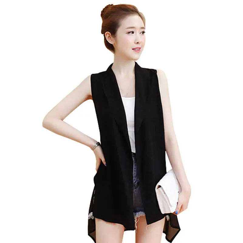 Женский шифоновый жилет тонкий кардиган без рукавов в Корейском стиле пляжный