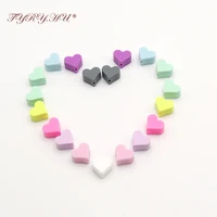 tyry hu 10pc silicone pastel heart beads baby teething bead food grade nursing silicone baby toy diy silicone crafts accessory