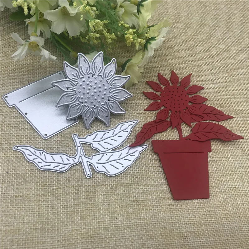 

Sunflower flower pot Metal Dies Scrapbooking Metal Cutting Dies Craft Stamps die Cut Embossing Card Make Stencil Frame