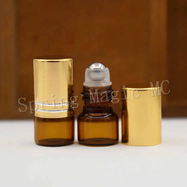 50 шт./упаковка 1 мл Янтарный/прозрачный стеклянный рулон на бутылке образец ткань